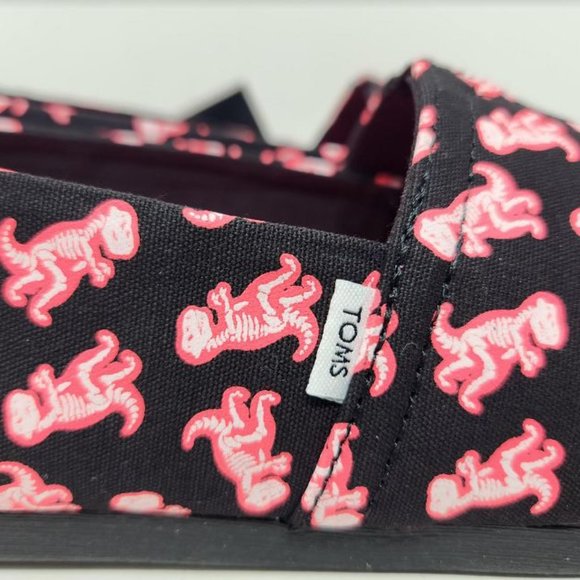 New women's dinosaurs Toms glow in the dark neon pink T-Rex skeleton print shoes - Picture 4 of 9